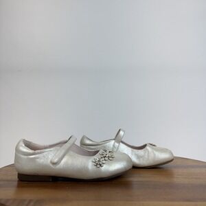 Little Girls Nina Daisy Ivory Faux Leather Formal Comfort Ballet Flats Size 11 C